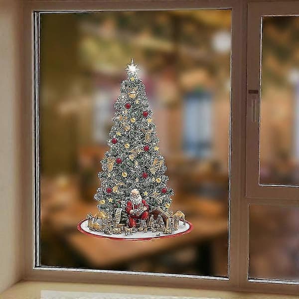Juletre Veggdekor Vindu Dekor Krystall Ornament PVC