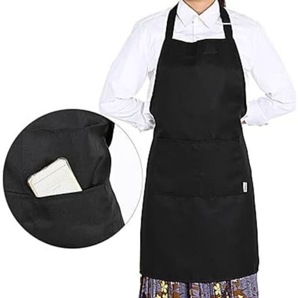Unisex kjøkkenforkle med to frontlommer for matlaging, grilling, restaurant