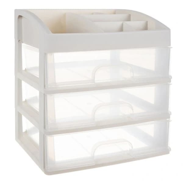 Makeup Organizer / Makeup Stativ - 6 Rum & 3 Skuffer Makeup Opbevaring Hvid
