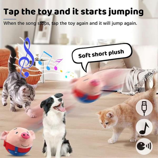 Music Vibration Bouncing Ball Active Moving Pet Plush Toy Interactive Dog Toy for Pets Dogs Cats Accessories
