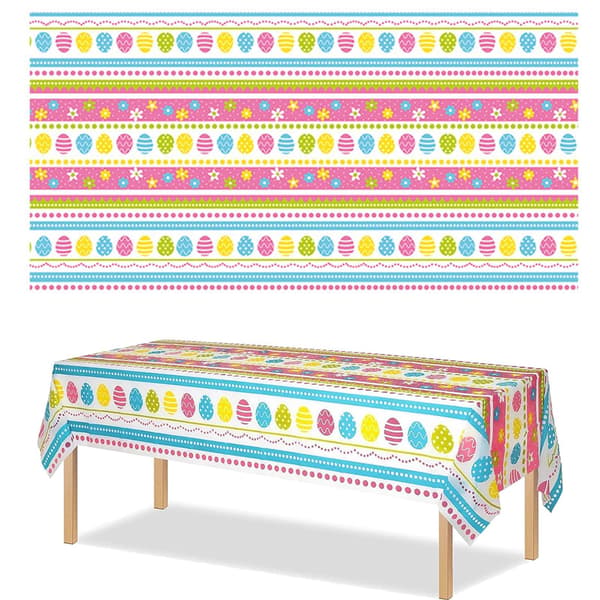 Easter Tablecloth, 1 pc Easter Tablecloths, Waterproof Reusable Easter Decoration, Home Dining Kitchen Party (132*220 CM)