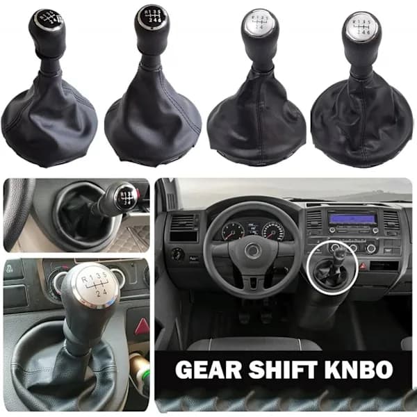 6-speed black gear knob with pattern for VW Transporter T5 T6
