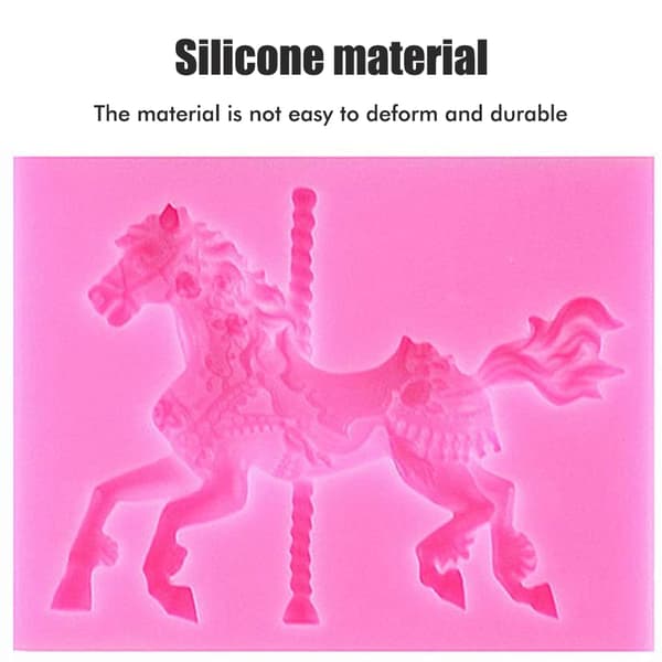 3D Karusellhest Silikonform Non-Stick Fondant Kakedekorasjon Sjokoladebaking