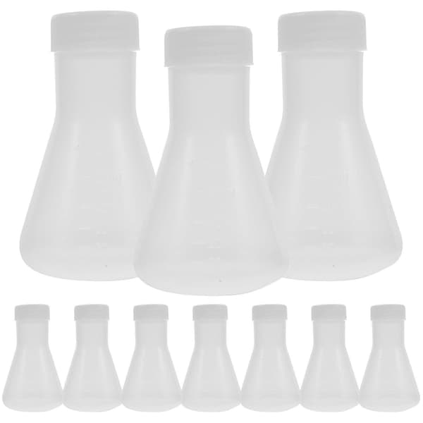 10 kpl laboratoriopulloja, kokeellinen muovinen Erlenmeyer-pullo, muovipullo
