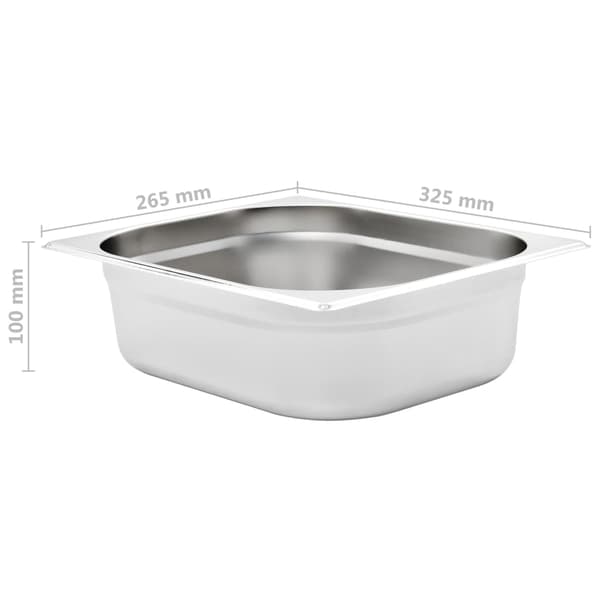 vidaXL Gastronormbeholdere 4 stk. GN 1/2 100 mm rustfrit stål Silver silver