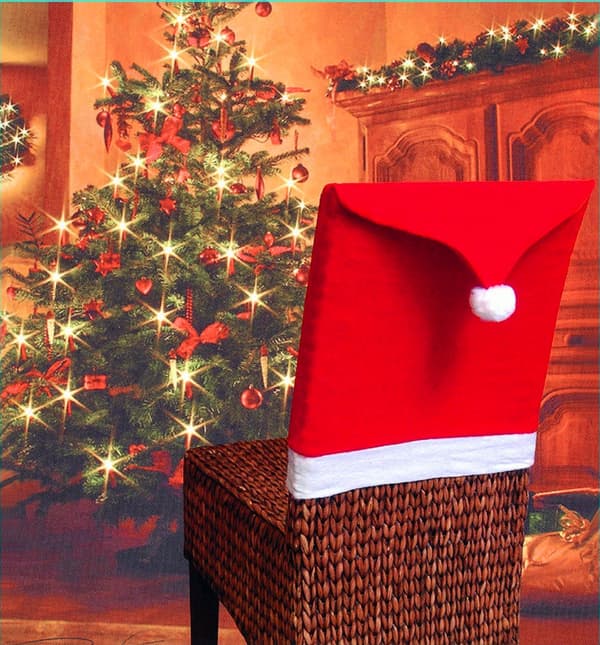 4-pack röda mössestolsöverdrag, julstolsryggstöd