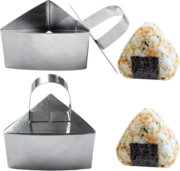 2 stk. Onigiri-form i rustfritt stål, trekantet sushimaker, sushipresseform, japanske risboller