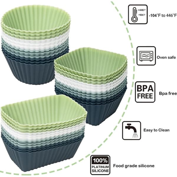 Genanvendelige muffinforme 36 stk. Silikone madkassedelere, fødevaregodkendte non-stick silikone muffinforme, bento-boks