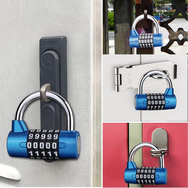 5-digit Combination Padlock, 2 Pack Padlocks for Gym, Resettable Combination Lock for Locker, Toolbox, Fence, Bicycle, etc. Blue