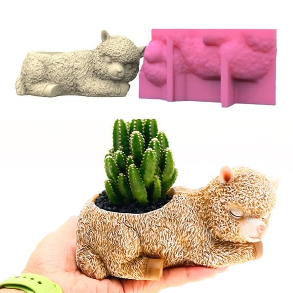 Betonform DIY Håndlavede alpaca blomsterpotter Gips Epoxyharpiks