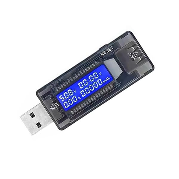 DC4-5V 12V 20V USB strømspændingskapacitetstester LCD-skærm sort skal 0-3A -