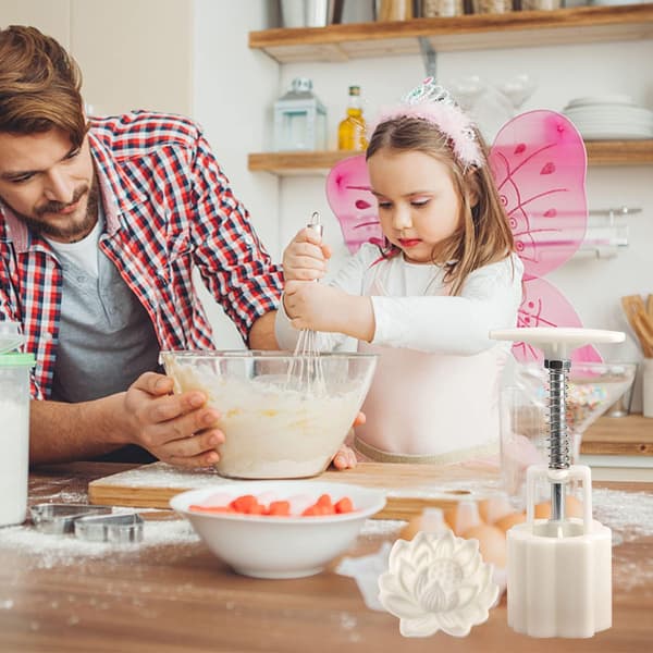 Søde Formede DIY Månekageforme, Månekageform Tykkelse Justerbar, Håndpresset Kagedessertstempel Bageredskab (1 lotusblomst)