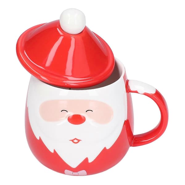 450 ml Ceramic Tea Coffee Mug with Lid and Spoon for Christmas Home Use
