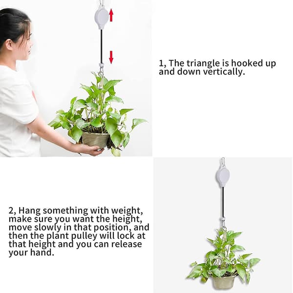 6-pack Pulley Retractable Hanger Pulley Adjustable Height Wheel For Hanging Plants Indoors White