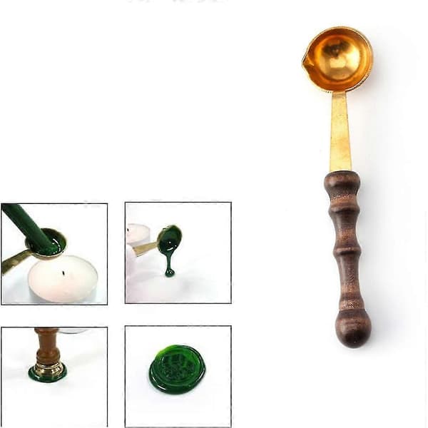 Brass and Wood Spoon for Melting Wax, Melted Dissolved Wax Seal Envelope Craft