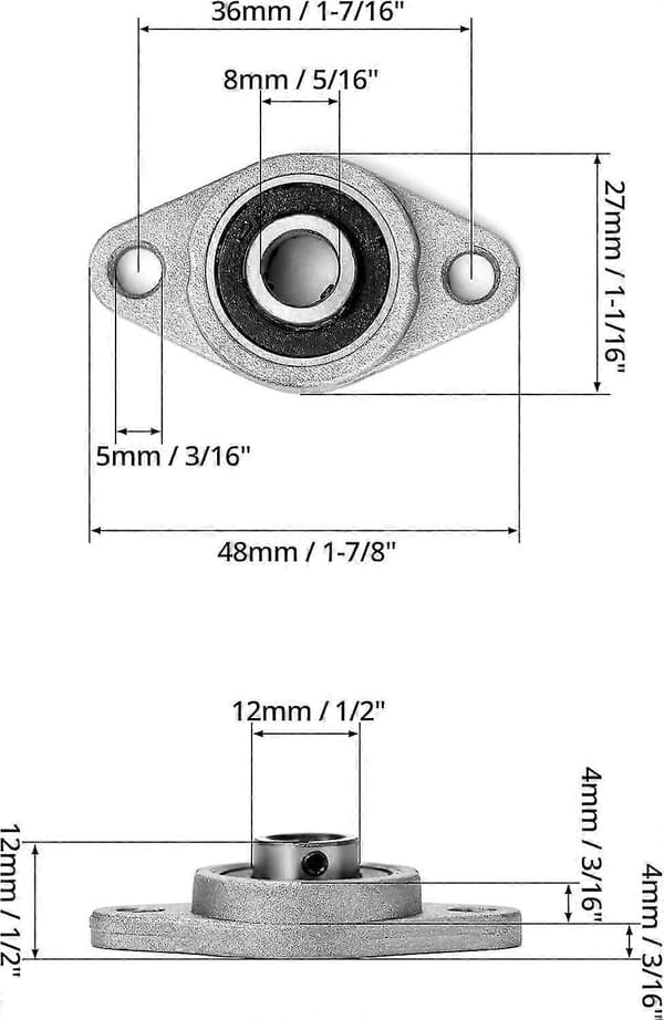 6 stk KFL08 Flenselager, 8 mm lager, sinklegering, for 3D-skriver -Yx