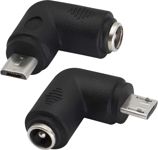 (2-pakning-Micro) 90 Grader DC 5.5x2.1mm til Micro USB 5V DC Ladekontakt for Mobiltelefon, Nettbrett