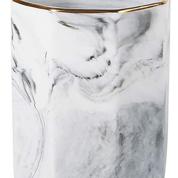 Ceramic Pen Holder, Marble Pattern, Pen Cup, Pen Holder, Makeup KLB