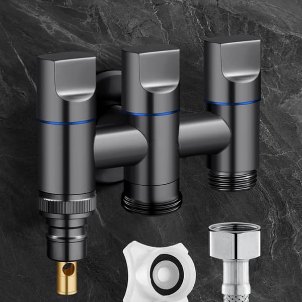 Triple Outlet Valve - Electroplated Stainless Steel Silver Silver Silver