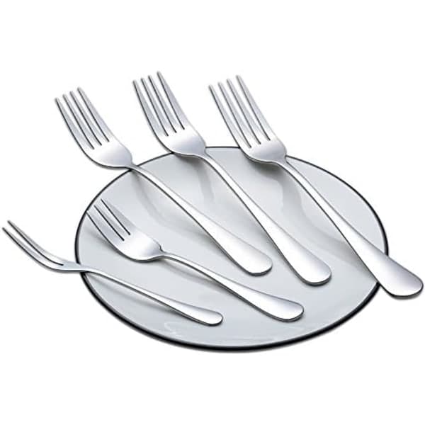 6-delt middagsgaffelsæt 4-takket bordgaffel bestik rustfrit stål flad polering 7-tommer 18 cm