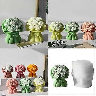 3D Rosebuket Lysform Silikoneform til Håndværk Aromaterapi Lys Valentinsdag Gave Håndværksmaterialer