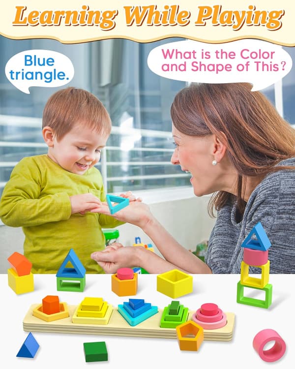 FormSorter Treleke for Barn 1-3 År - Ring Puslespillgave for Småbarn