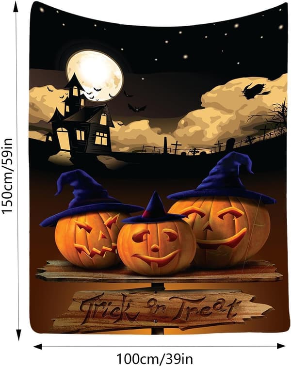 Halloween hyggetæppe 100x150 cm flannel varmetæppe sofadekoration stil 5 - Stil 5