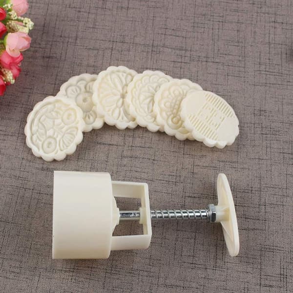 Månekakeform Press med 6 stempler DIY Bakeverktøy