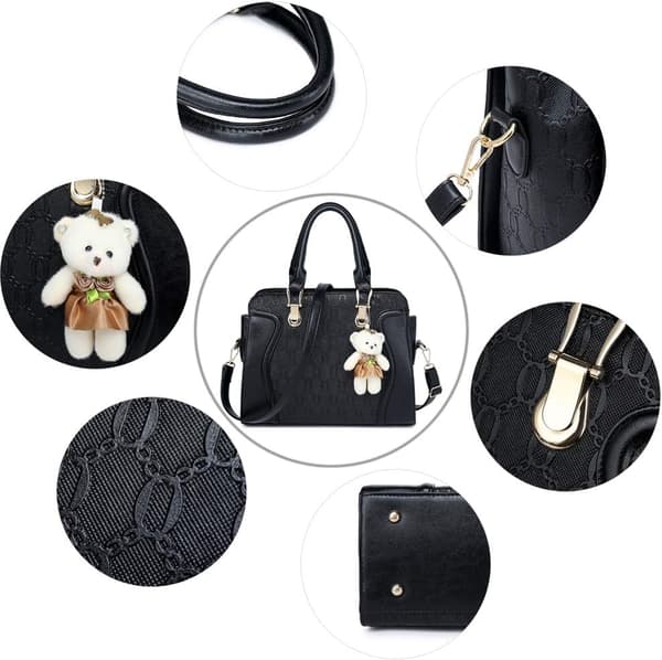(4-piece set) Women's PU Leather Handbag, Top Handle Bag, Messenger Bag