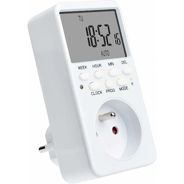 Digital Programmerbar Stikkontakt, Ugentlig Timer til Stikkontakt med 20 Programmer, 24H Timerstikkontakt med LCD-Display Energibesparelse til Hjemmet