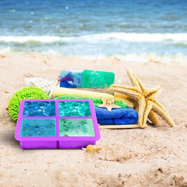 4-pack Ocean Wave Silikon Tvålform, 3,5 oz Rektangulära Nautiska Virvelformar för Handgjord Tvål, Lotion Bars, Resin Hantverk