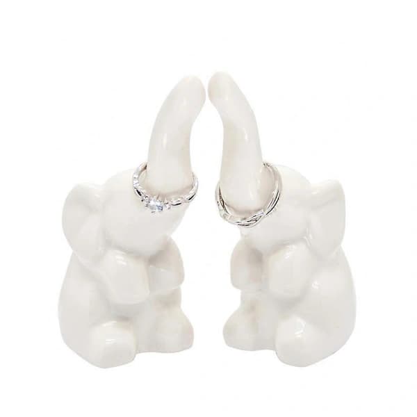 Elefant Ringholder 2-pak, Smykkeringsstativ, Forlovelsesring til bryllup