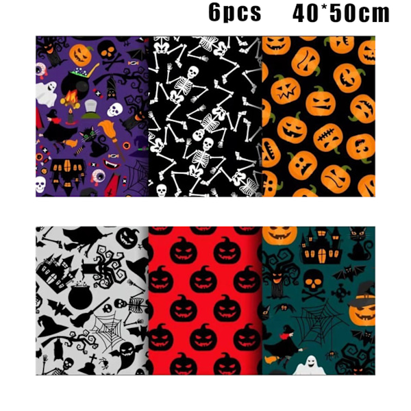 Halloween Pattern Fabric Multipurpose DIY Sewing Fabric Creative Halloween Theme Handmade Accessories 25*25cm 25*25cm