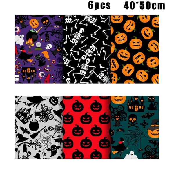 Halloween Pattern Fabric Multipurpose DIY Sewing Fabric Creative Halloween Theme Handmade Accessories 50*50cm 50*50cm