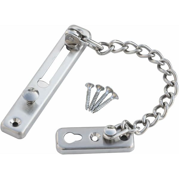 Sliding Security Lock with Silver Chain - Door Stop - Door Lock - Internal Sliding Door - External Gate Lock - Door Latch