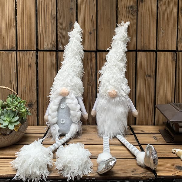 2 stk julepynt, boligdekorationer, hvid lang l_OF