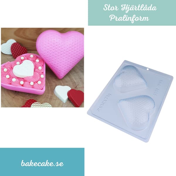 Pralinform Hjerteboks Stor Sjokoladeform - BWB 9398 - 3-delt form Transparent transparent