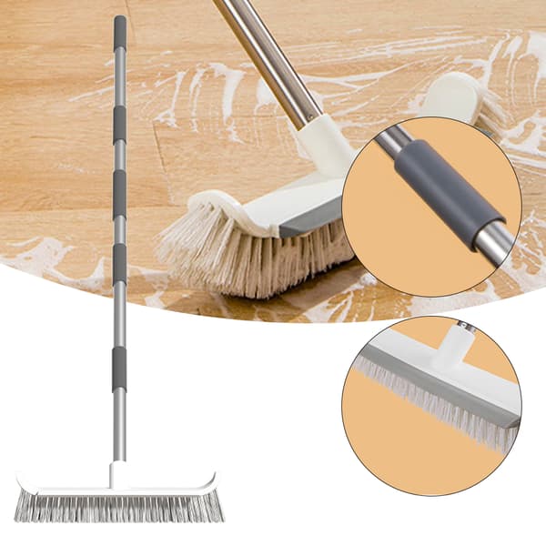 Bent Floor Brush with Long Handle Multipurpose Scrub Brush for Floor Gaps 1 1