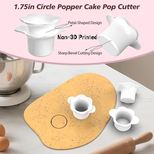 Cake Pop Kutter og Presser med Brett - Sirkel Cake Pop Formsett | Ikke 3D-printet | 1.75\" Størrelse | Høykapsitets Dobbelthulls Cake Pop Brett | Glatt