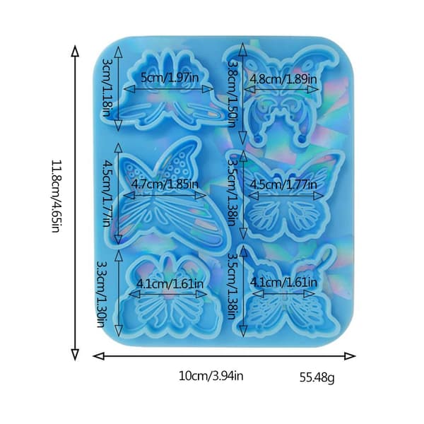 Holografisk sommerfuglehårnålsform DIY-pyntvedhæng smykkeepoxyform Blue 0.04
