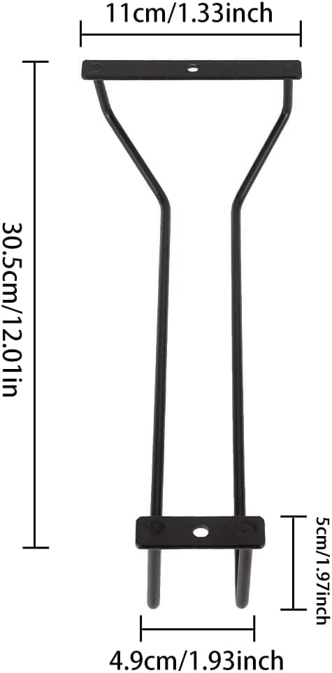 Svart - 1 x 12\" Vinglasstativ, Vinglasstativ under hylde