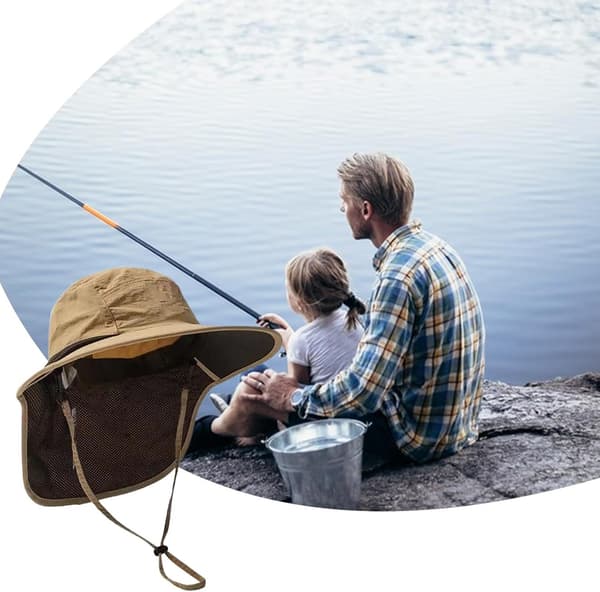 solhatt, justerbar, bred brem, pustende, nakkebeskyttelse, bøtte, khaki -
