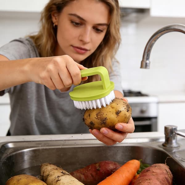 Grönsaksskrubb - Ergonomisk köksborste | Kompakt praktisk skrubbpryl för grönsaker, potatis, ägg