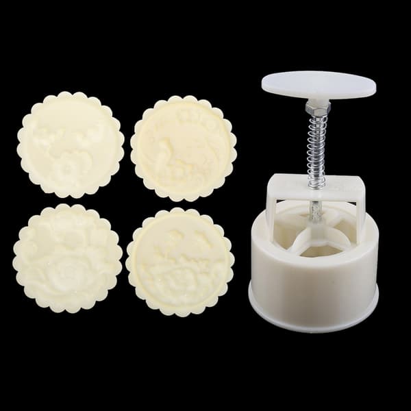 150g Månekakeform med 4 Blomsterstempler Håndpresse Månekake Bakeform