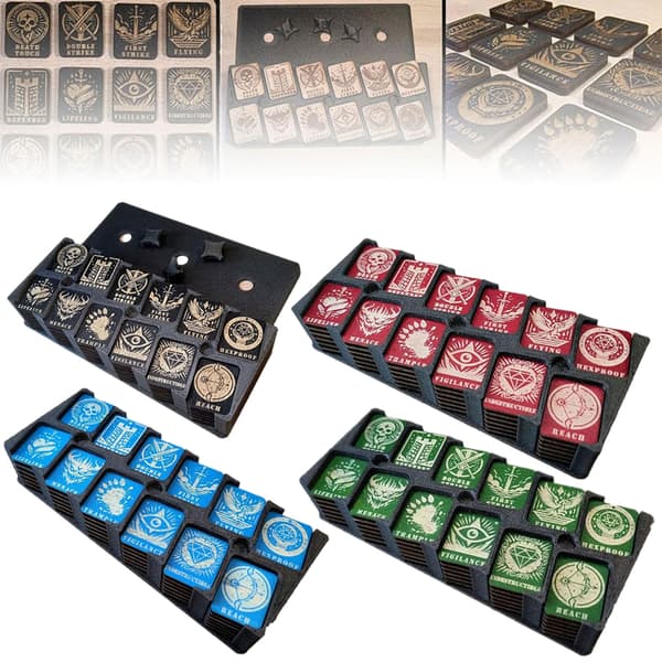 Ability Tracking Counter for Tabletop Games Fun Unique Wooden Ability Tracking Counter Set with Storage Box Red Red