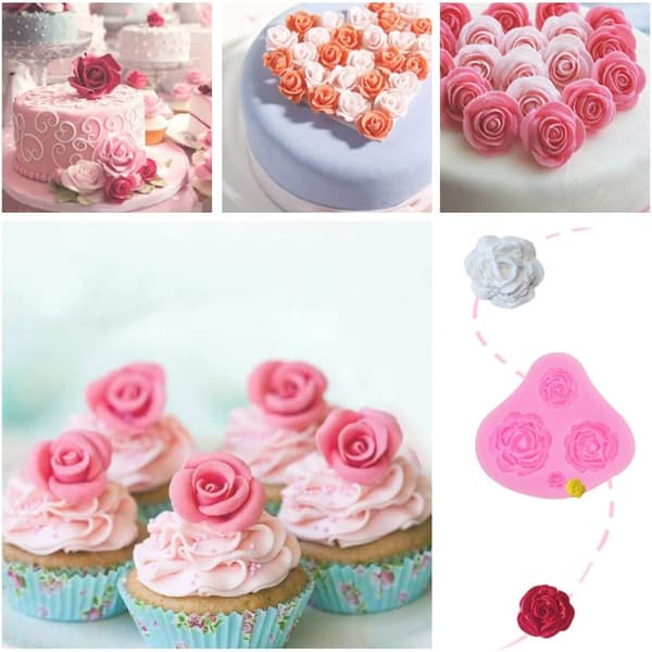Silikone kageform Fondant Mini Blomster Bagekageværktøjer til Chokolade 6 Stykker