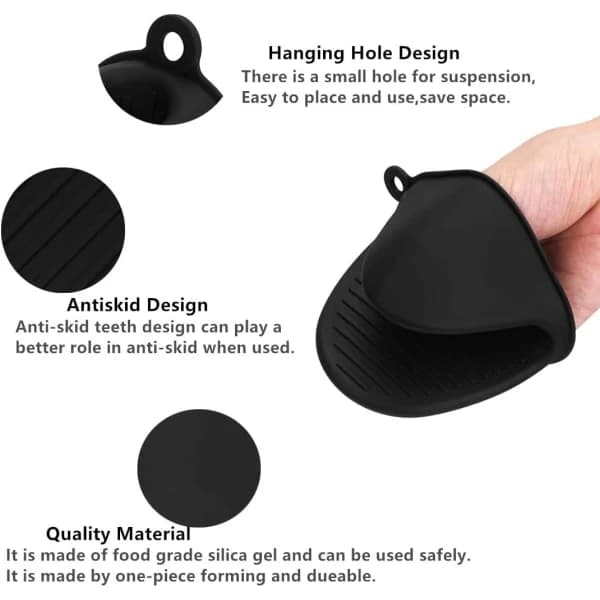 Oven Mitt Thick Silicone Pot Holder Mini Oven Mitts Heat Resistant Grip Protector for Baking, Cooking, Grilling