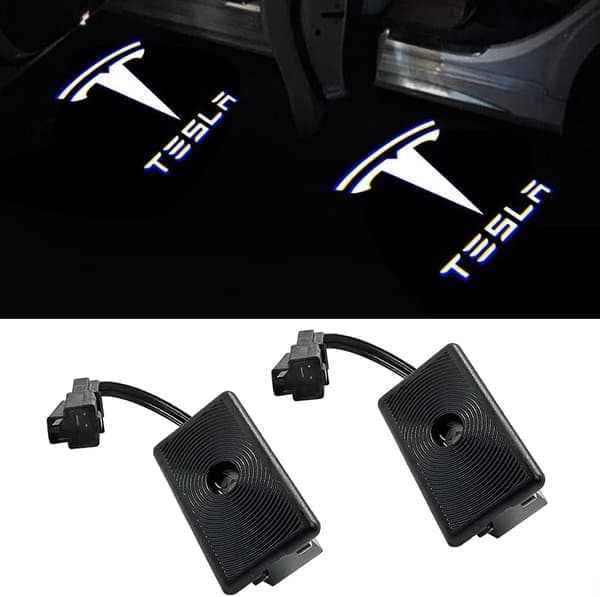 Større Projektion Puddle Lights Logo Projektor Dør Courtesy Step Light Tilbehør til Tesla Model 3/S/X/Y (1. Emblem med Bogstav 2 stk)