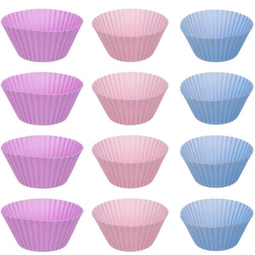 Bageplade + 12 silikone muffinsforme / bolleforme - Flerfarvede forme