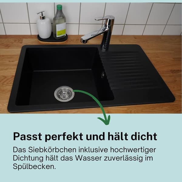 Kurvventil for IKEA Atlant/Domsjö Vask, Ø80 mm, Stål og Gummi